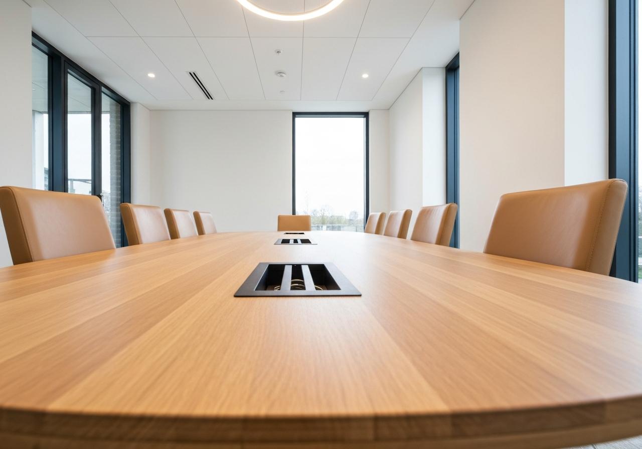 Table de réunion ovale bois clair salle professionnelle