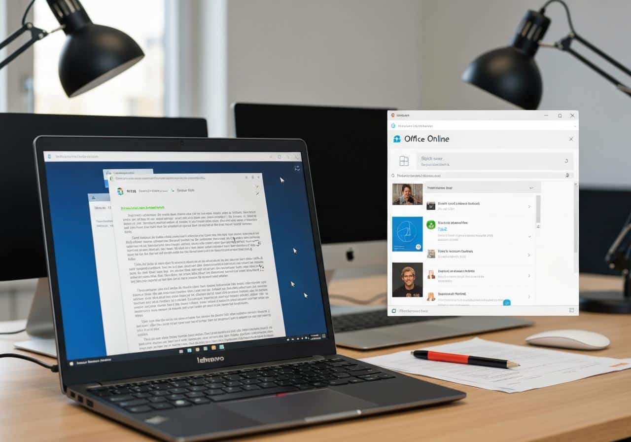 Interface de co-édition document Word sur écran d'ordinateur