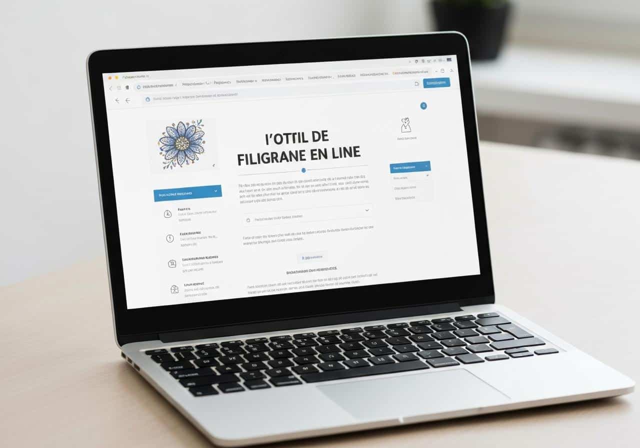 Interface web de filigrane sur écran d'ordinateur portable